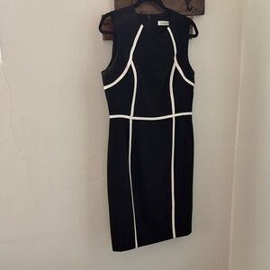 Calvin Klein Black Dress with White Trim, size 10, lined